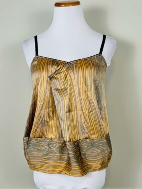 Derek Lam Gold and gray Striped Satin Camisole